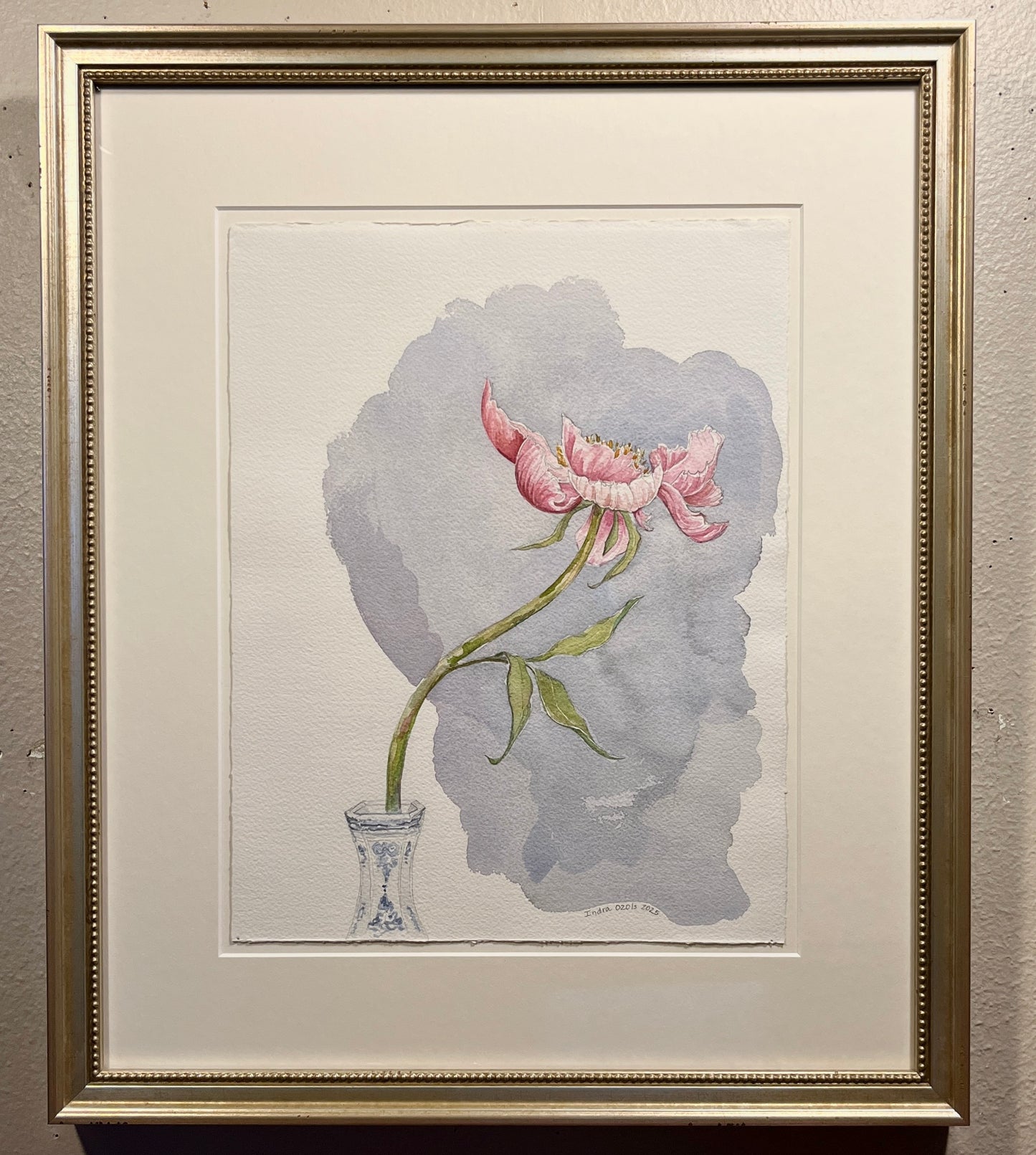 Single Peony, Framed